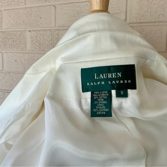LAUREN Ralph Lauren Blazer Winter White Fully Lined Size 8 Excellent Condition! - Picture 8 of 8